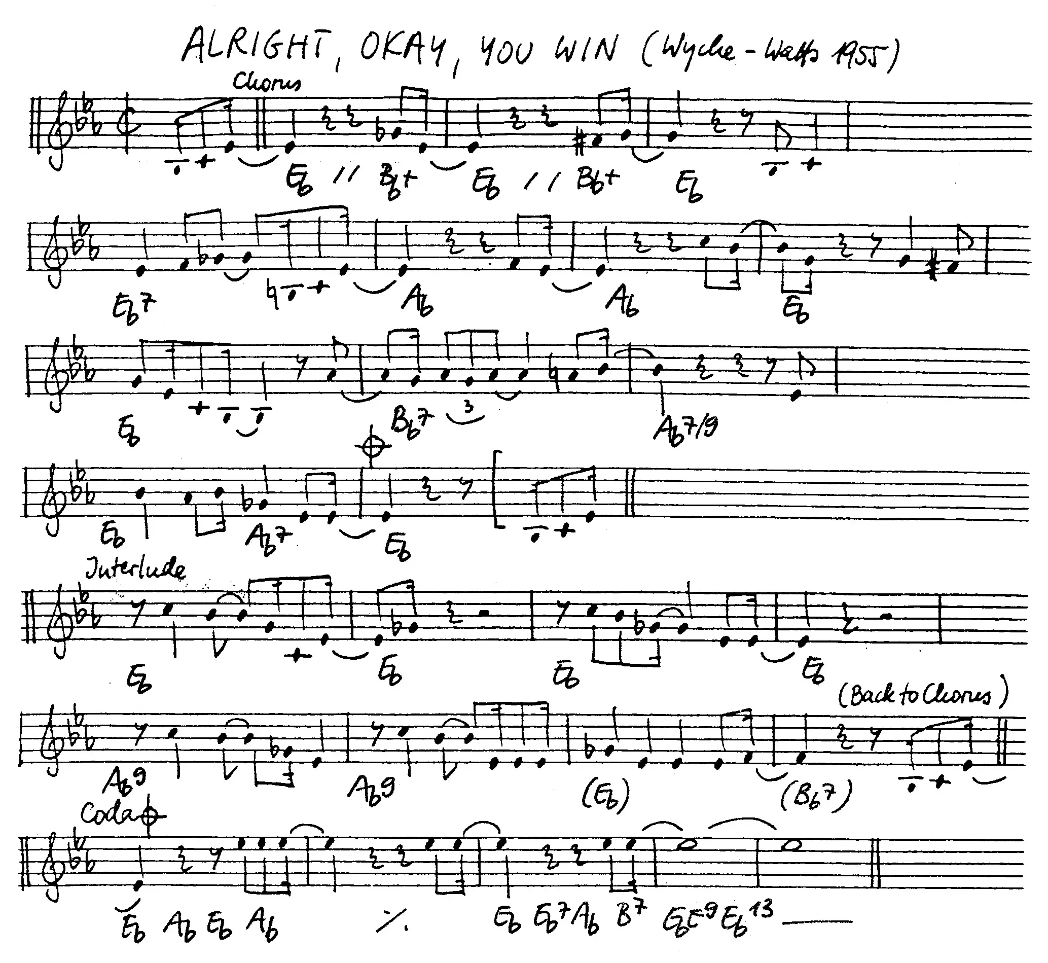 alright okay you win free jazz leadsheet - Courtesy of the Jungle Jazz Band